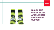 Load and play video in Gallery viewer, Black and Green Skull Arm Length Fingerless Gloves by@Outfy