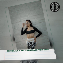 Load and play video in Gallery viewer, Chic Black & White Abstract Print Skirt by@Outfy