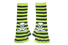 Load image into Gallery viewer, Black and Green Skull Arm Length Fingerless Gloves