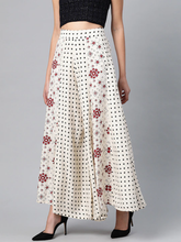 Load image into Gallery viewer, Women Beige & Black Printed Flared Palazzos