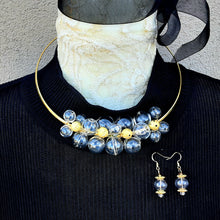 Load image into Gallery viewer, Clear Hand Blown Glass Wire Bridal Choker in Plated Gold with 14k Gold Plated accents - Unique Modern Bubble Gift for Her
