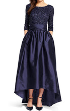 Load image into Gallery viewer, Half Sleeve Hi Lo Mother of the Brides Dress Dark Navy Sequin Formal Evening Gown
