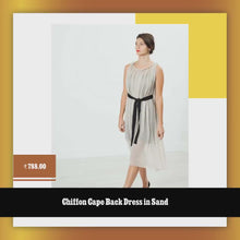 Load and play video in Gallery viewer, Chiffon Cape Back Dress in Sand by@Outfy
