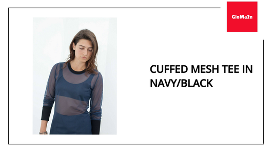 Cuffed Mesh Tee in Navy/Black by@Outfy