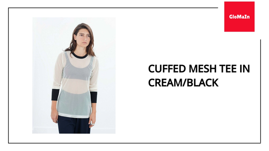 Cuffed Mesh Tee in Cream/Black by@Outfy