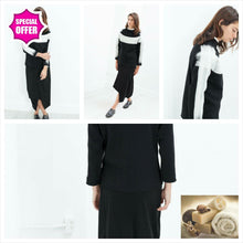 Load image into Gallery viewer, Contrast Felted Sweater in Black by@Outfy
