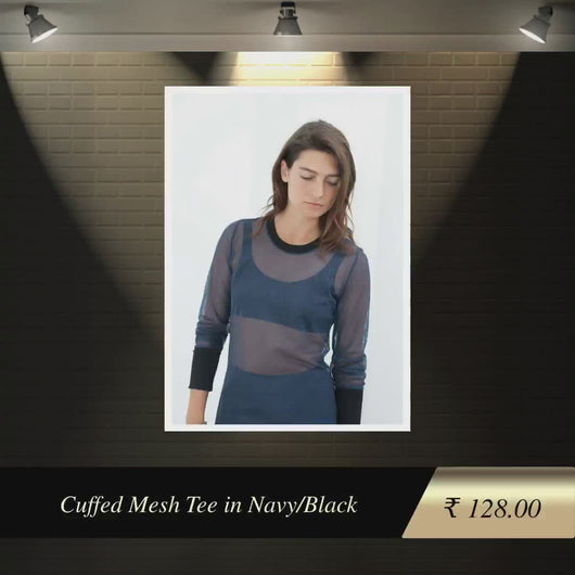 Cuffed Mesh Tee in Navy/Black by@Outfy